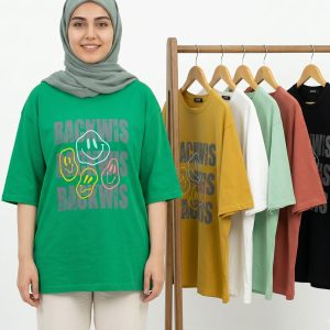 تیشرت لاگ زنانه استیکر لبخند کد 11772