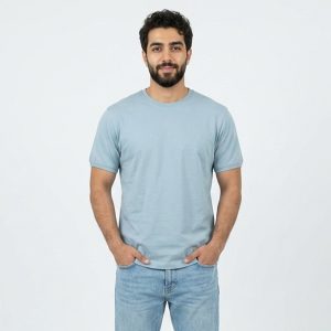 تیشرت بیسیک مردانه پنبه خالص آبی کد 11856