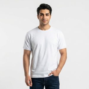 تیشرت بیسیک مردانه پنبه خالص سفید کد 11856