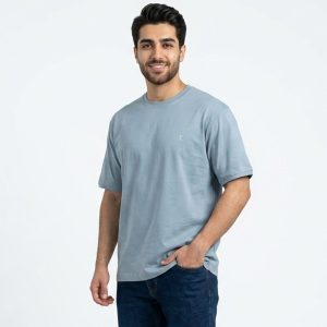 تیشرت بیسیک مردانه پنبه خالص طوسی کد 11856