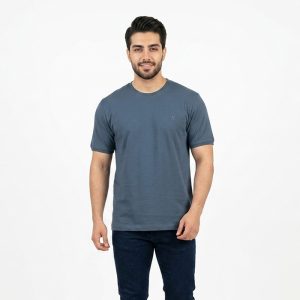 تیشرت بیسیک مردانه پنبه خالص نفتی کد 11856
