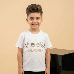تیشرت سفید پسرانه کالیفورنیا کد 11198