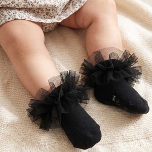 جوراب لب تور نوزادی دخترانه مشکی کد 8170