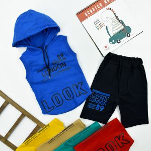 ست تاپ و شلوارک کلاهدار پسرانه LOOK کد 11669