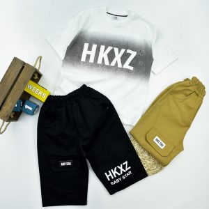 ست تیشرت و شلوارک پسرانه سفید HKXZ کد 11356