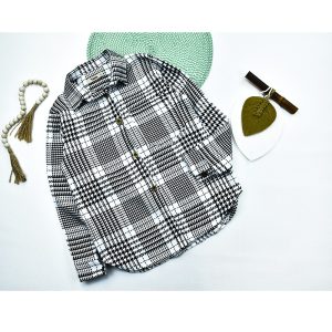 شومیز دخترانه چهار خانه سفید کد 10823