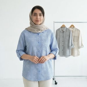 شومیز زنانه راه راه کد 11544