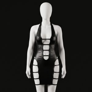 لباس خواب طرح چرم جذب زنانه مشکی کد 7796