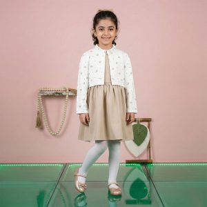 کت سارافون دخترانه قلبی کرم کد 11246