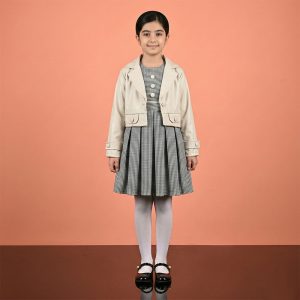 کت چرم و سارافون دخترانه کرم کد 11238